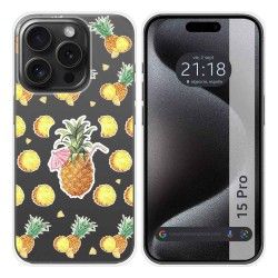 Funda Silicona Transparente compatible con IPhone 15 Pro (6.1) diseño Piña Dibujos