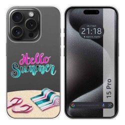 Funda Silicona Transparente compatible con IPhone 15 Pro (6.1) diseño Summer Dibujos