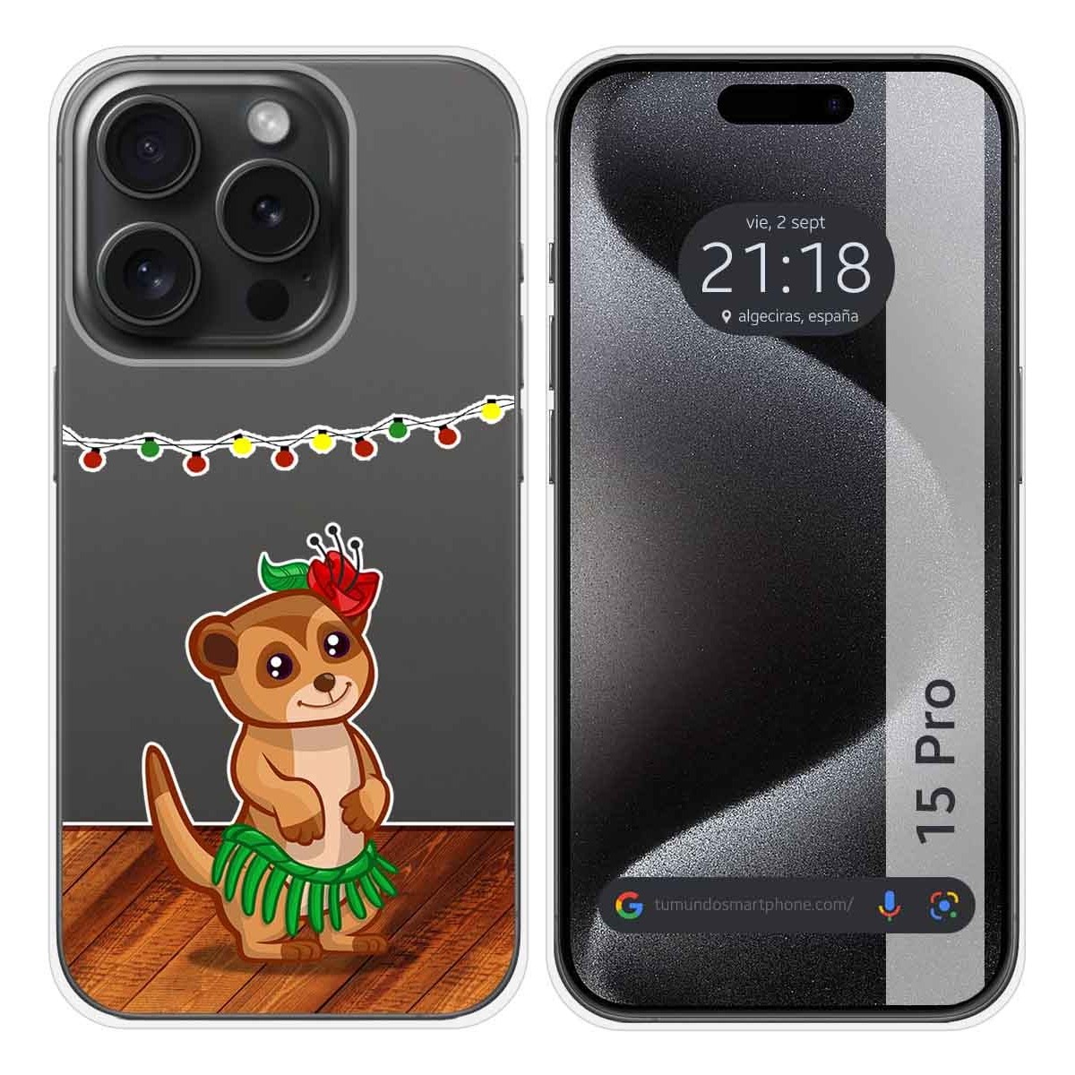 Funda Silicona Transparente compatible con IPhone 15 Pro (6.1) diseño Suricata Dibujos