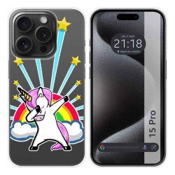 Funda Silicona Transparente compatible con IPhone 15 Pro (6.1) diseño Unicornio Dibujos
