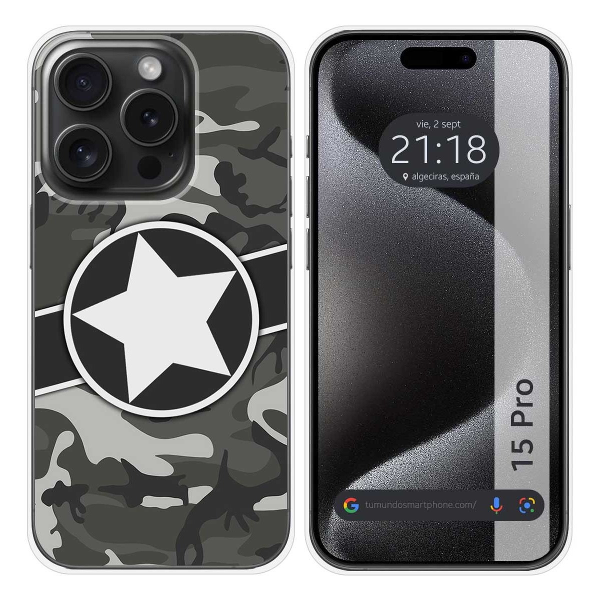 Funda Silicona compatible con IPhone 15 Pro (6.1) diseño Camuflaje 02 Dibujos
