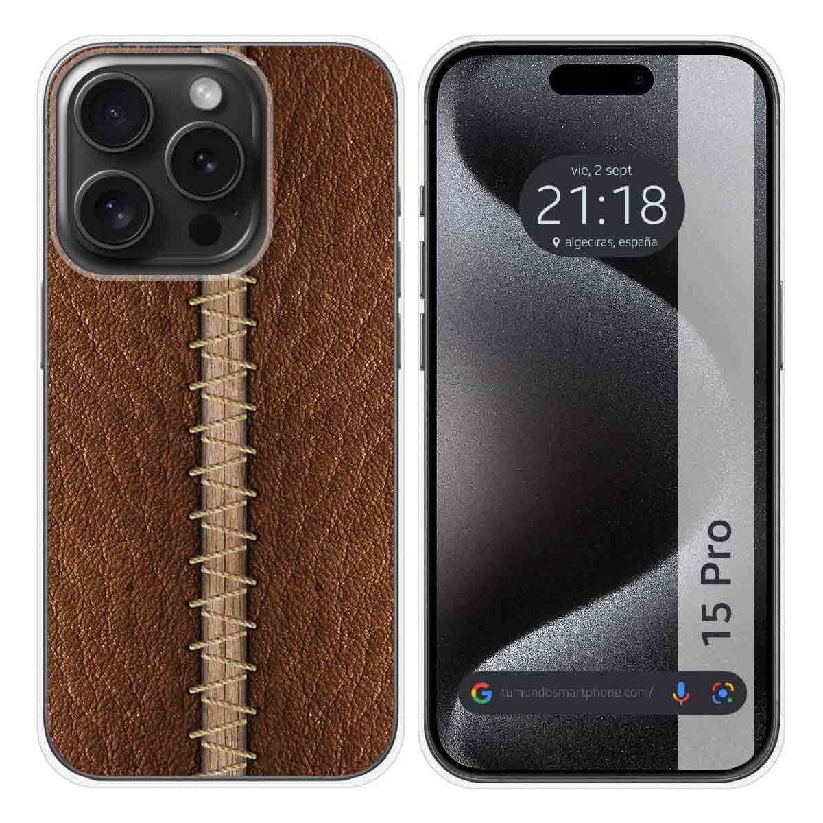 Funda Silicona compatible con IPhone 15 Pro (6.1) diseño Cuero 01 Dibujos