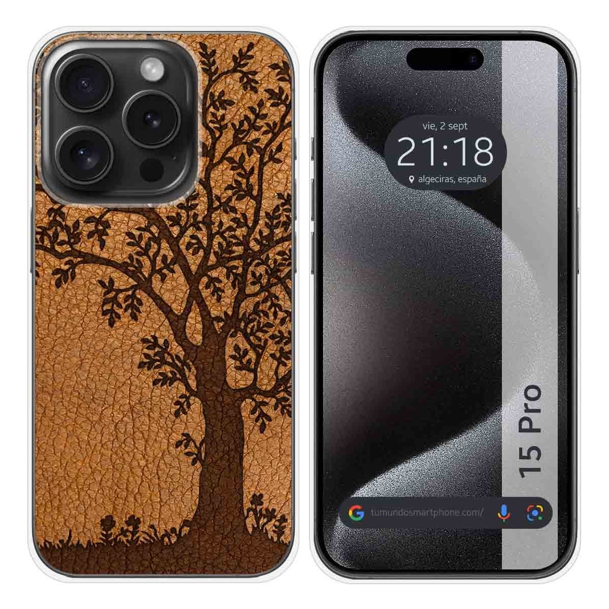 Funda Silicona compatible con IPhone 15 Pro (6.1) diseño Cuero 03 Dibujos