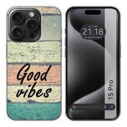 Funda Silicona compatible con IPhone 15 Pro (6.1) diseño Madera 01 Dibujos