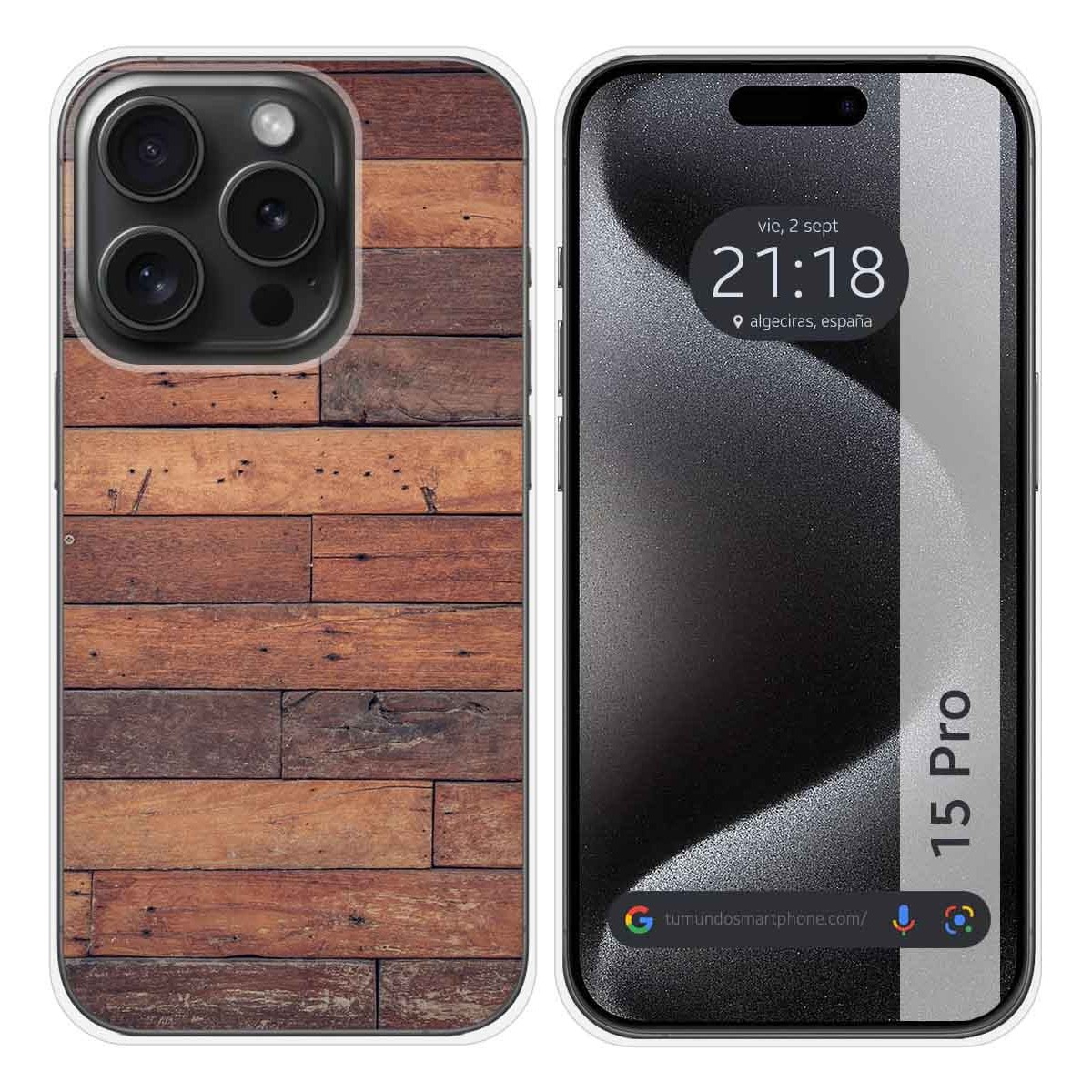 Funda Silicona compatible con IPhone 15 Pro (6.1) diseño Madera 03 Dibujos