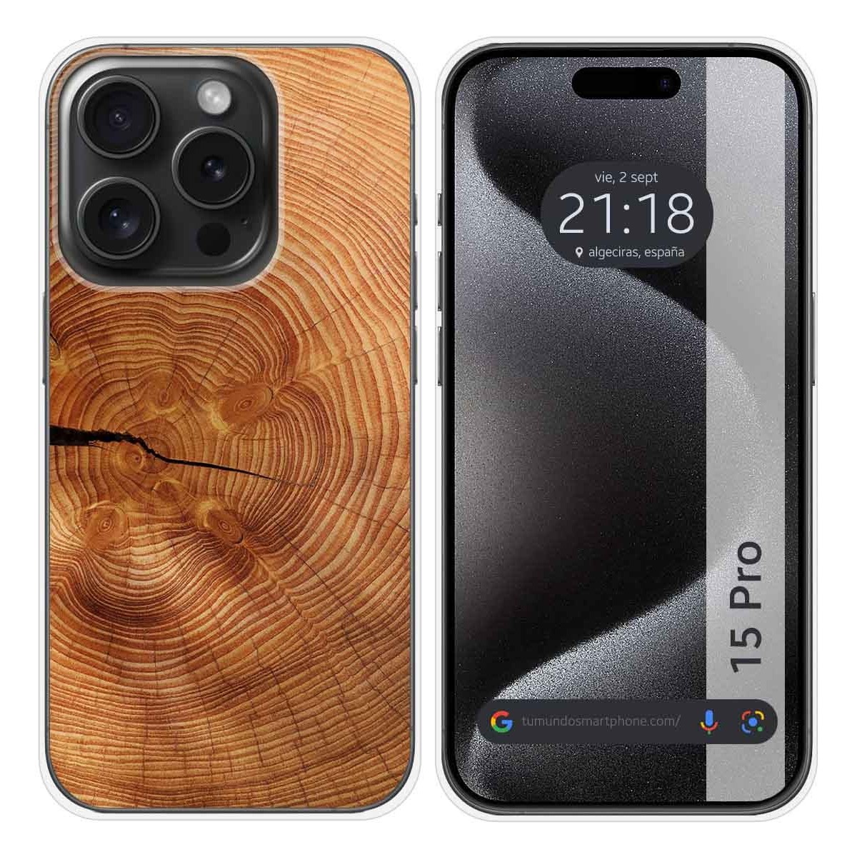 Funda Silicona compatible con IPhone 15 Pro (6.1) diseño Madera 04 Dibujos