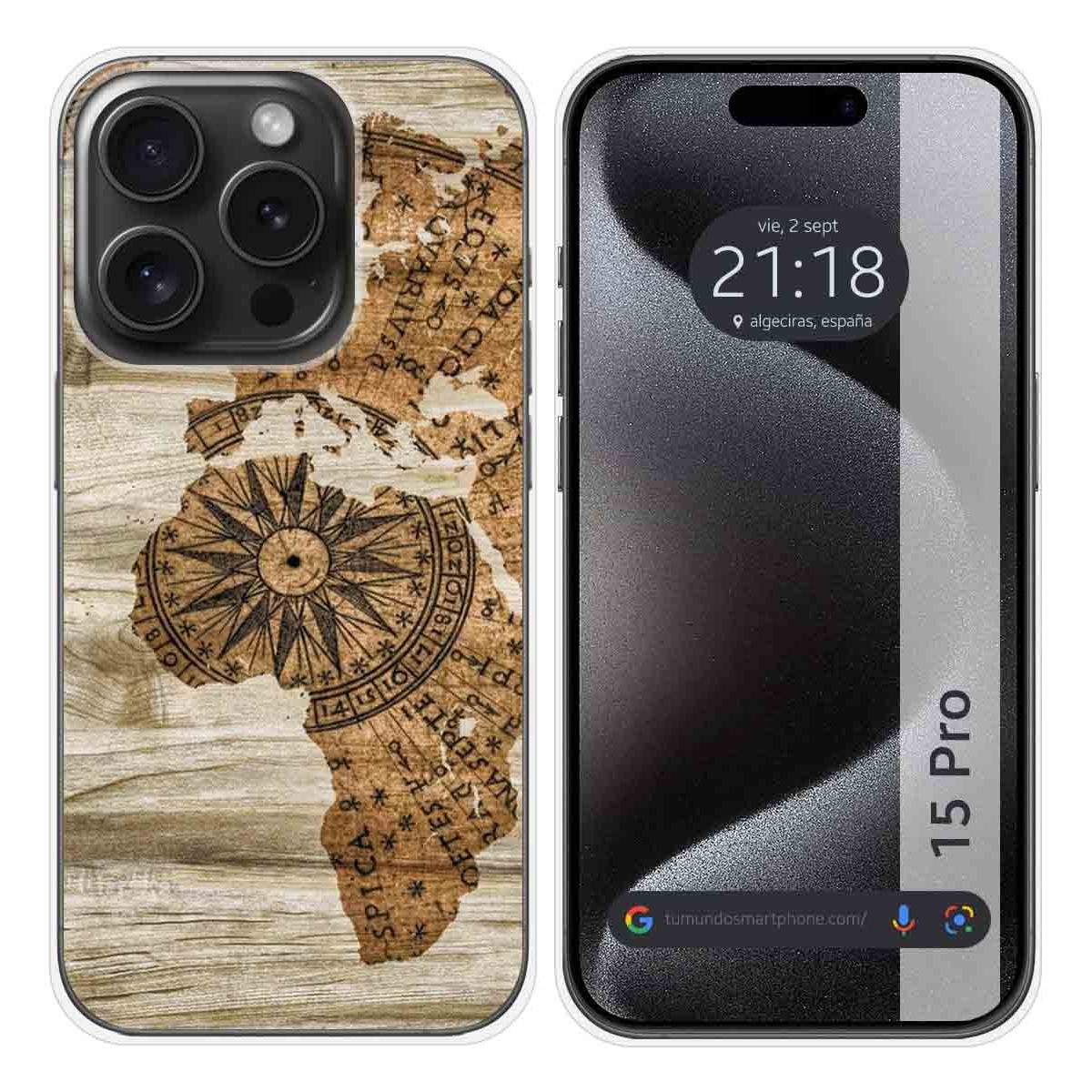 Funda Silicona compatible con IPhone 15 Pro (6.1) diseño Madera 07 Dibujos