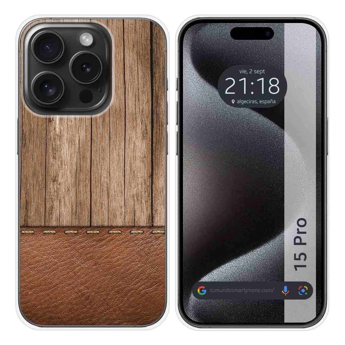 Funda Silicona compatible con IPhone 15 Pro (6.1) diseño Madera 09 Dibujos