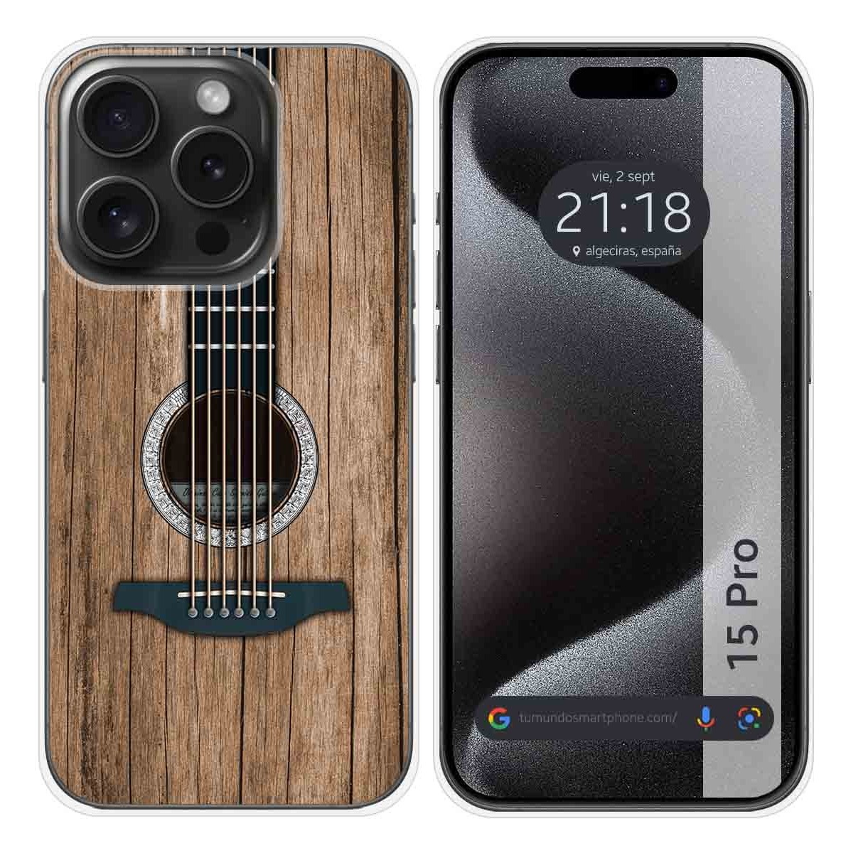 Funda Silicona compatible con IPhone 15 Pro (6.1) diseño Madera 11 Dibujos