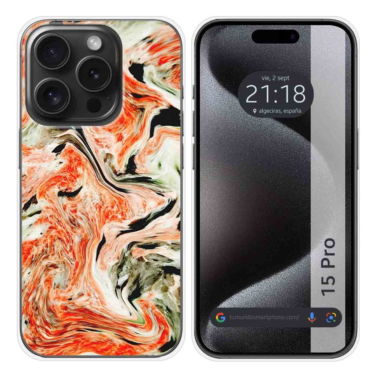 Funda Silicona compatible con IPhone 15 Pro (6.1) diseño Mármol 12 Dibujos