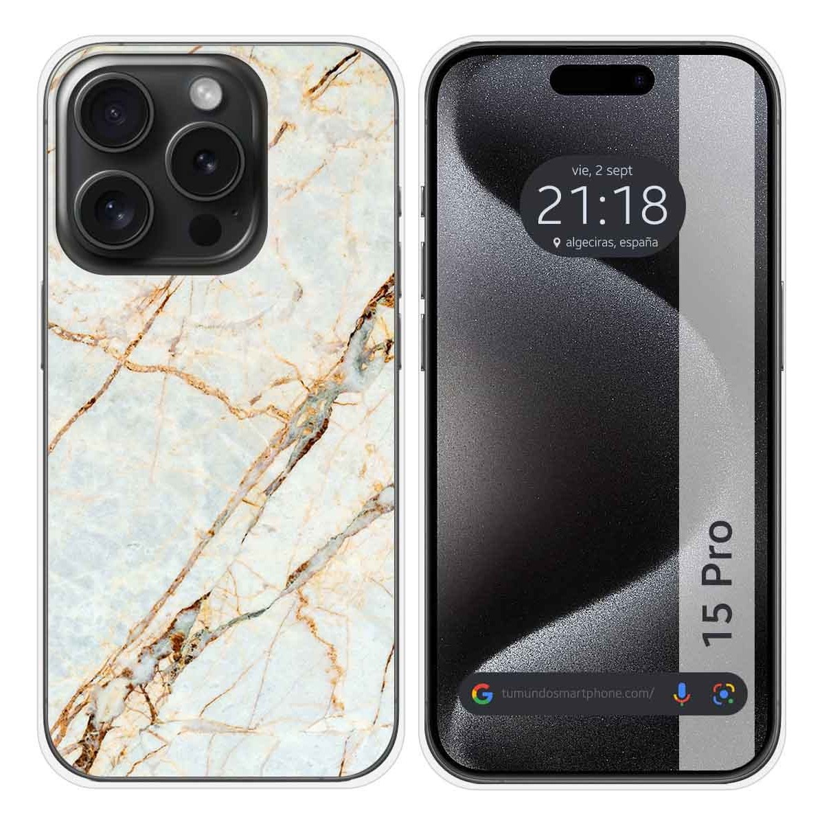 Funda Silicona compatible con IPhone 15 Pro (6.1) diseño Mármol 13 Dibujos