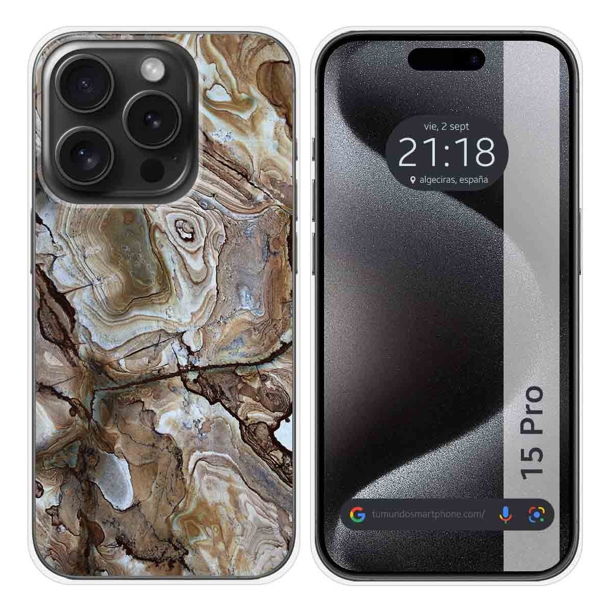 Funda Silicona compatible con IPhone 15 Pro (6.1) diseño Mármol 14 Dibujos