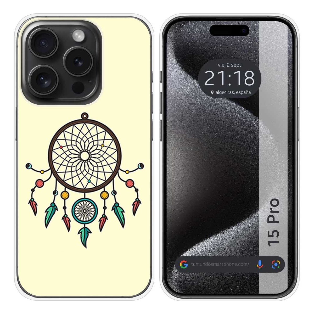 Funda Silicona compatible con IPhone 15 Pro (6.1) diseño Atrapasueños Dibujos