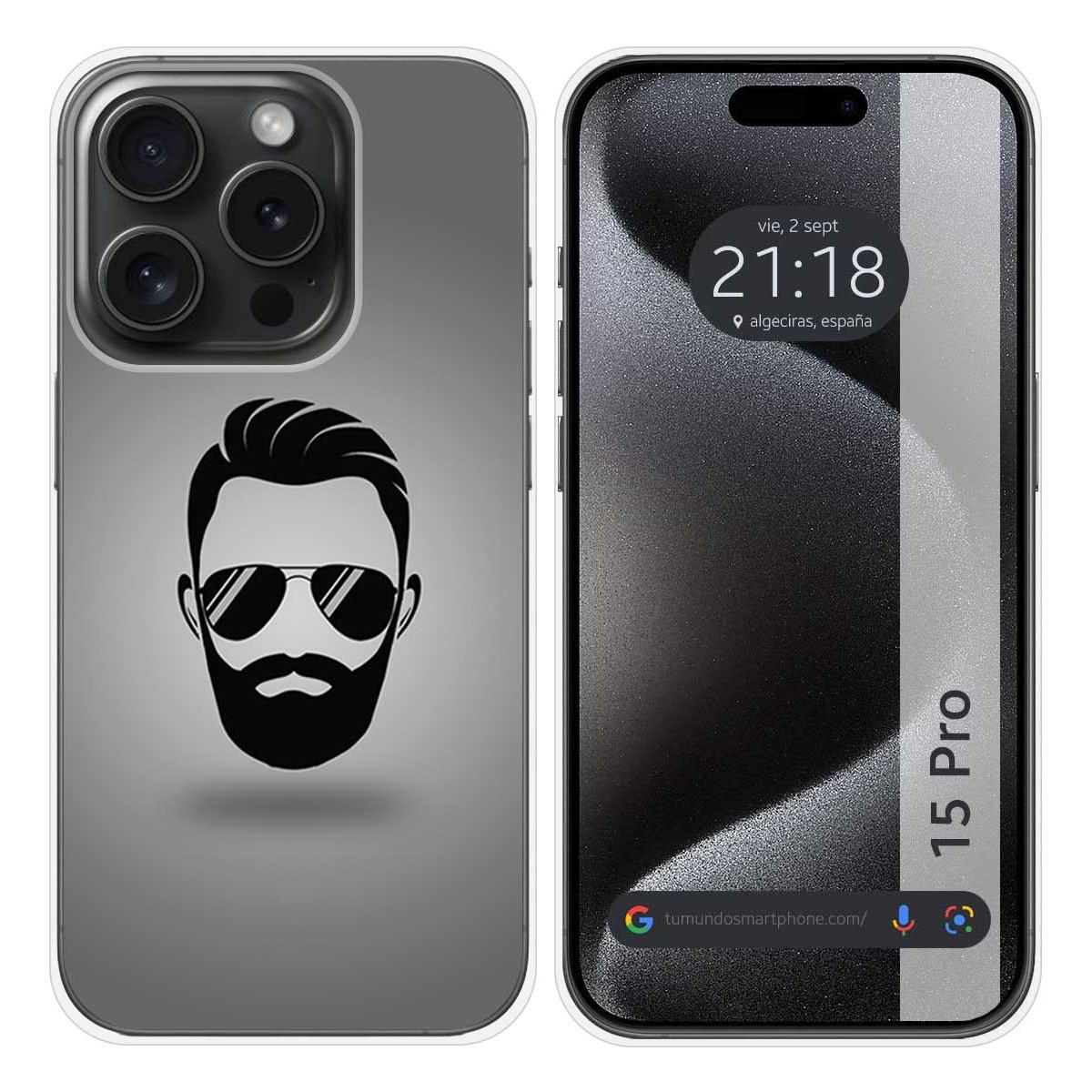 Funda Silicona compatible con IPhone 15 Pro (6.1) diseño Barba Dibujos