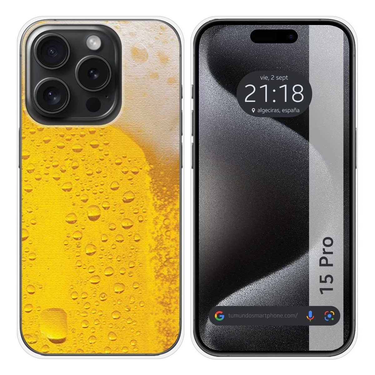 Funda Silicona compatible con IPhone 15 Pro (6.1) diseño Cerveza Dibujos