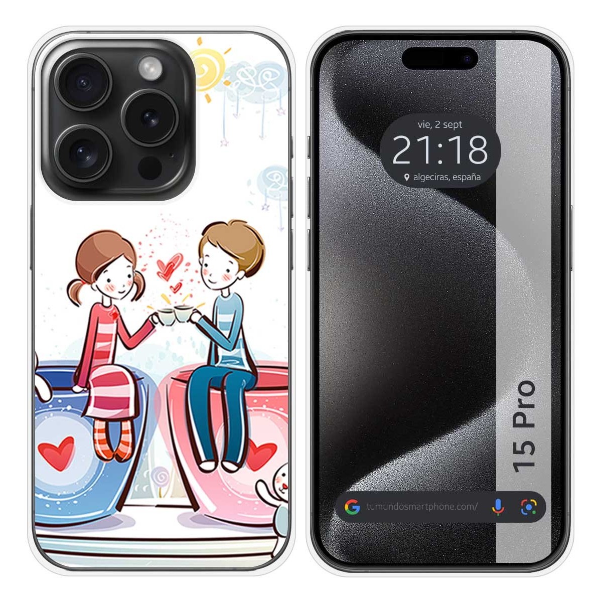 Funda Silicona compatible con IPhone 15 Pro (6.1) diseño Café Dibujos