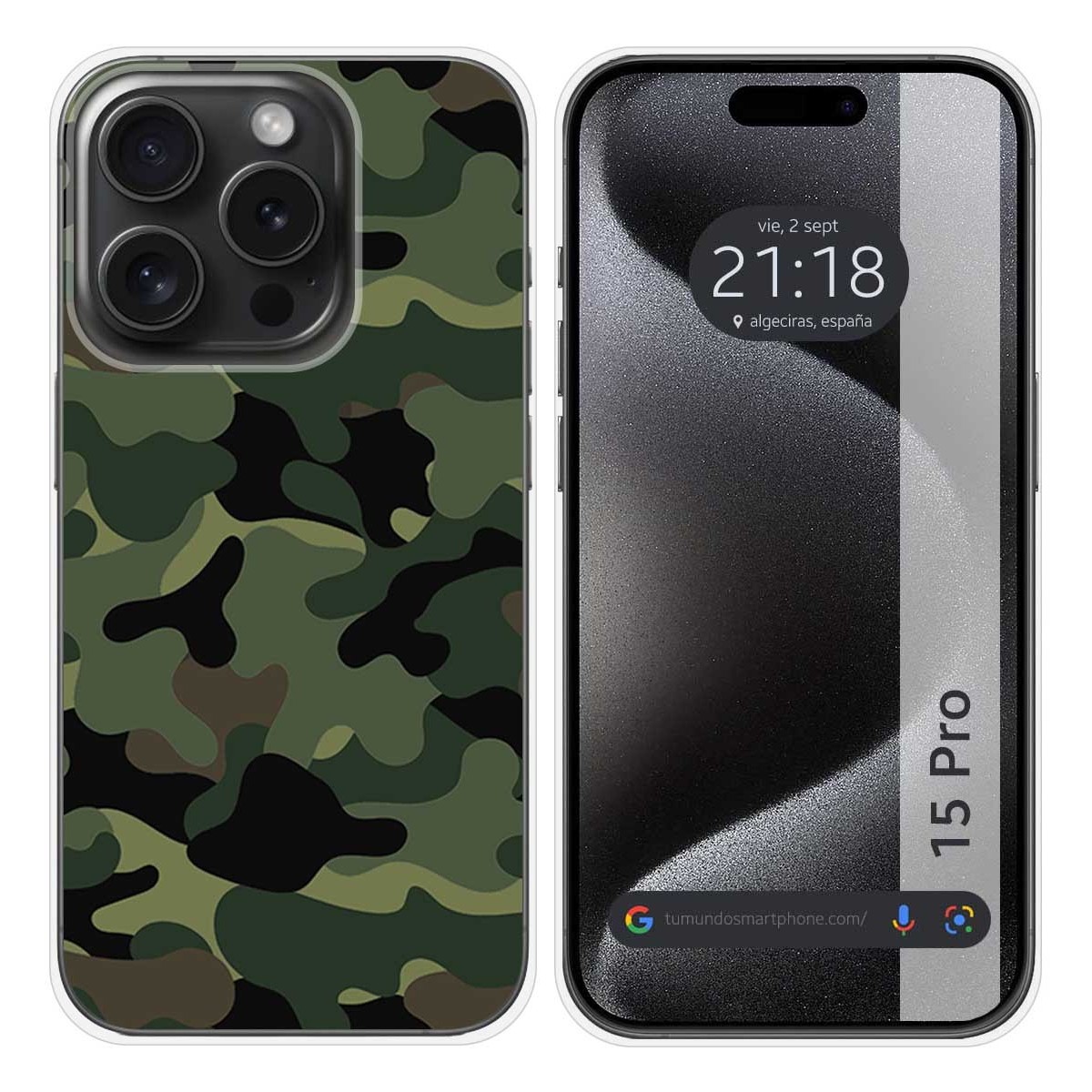 Funda Silicona compatible con IPhone 15 Pro (6.1) diseño Camuflaje Dibujos