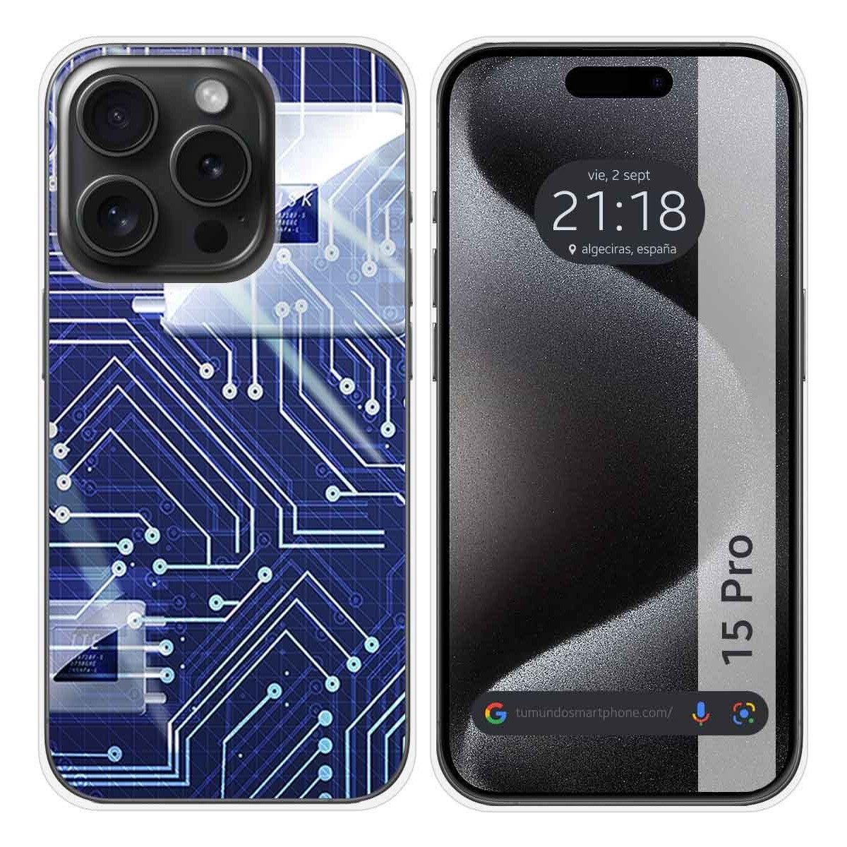 Funda Silicona compatible con IPhone 15 Pro (6.1) diseño Circuito Dibujos