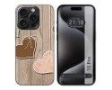 Funda Silicona compatible con IPhone 15 Pro (6.1) diseño Corazones Madera Dibujos