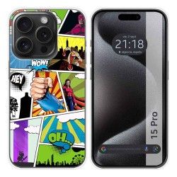 Funda Silicona compatible con IPhone 15 Pro (6.1) diseño Comic Dibujos
