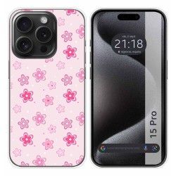 Funda Silicona compatible con IPhone 15 Pro (6.1) diseño Flores Dibujos