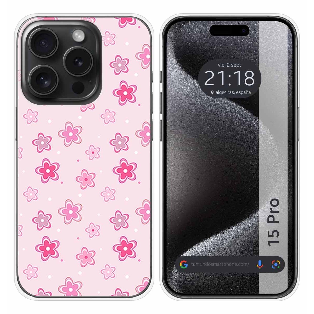 Funda Silicona compatible con IPhone 15 Pro (6.1) diseño Flores Dibujos