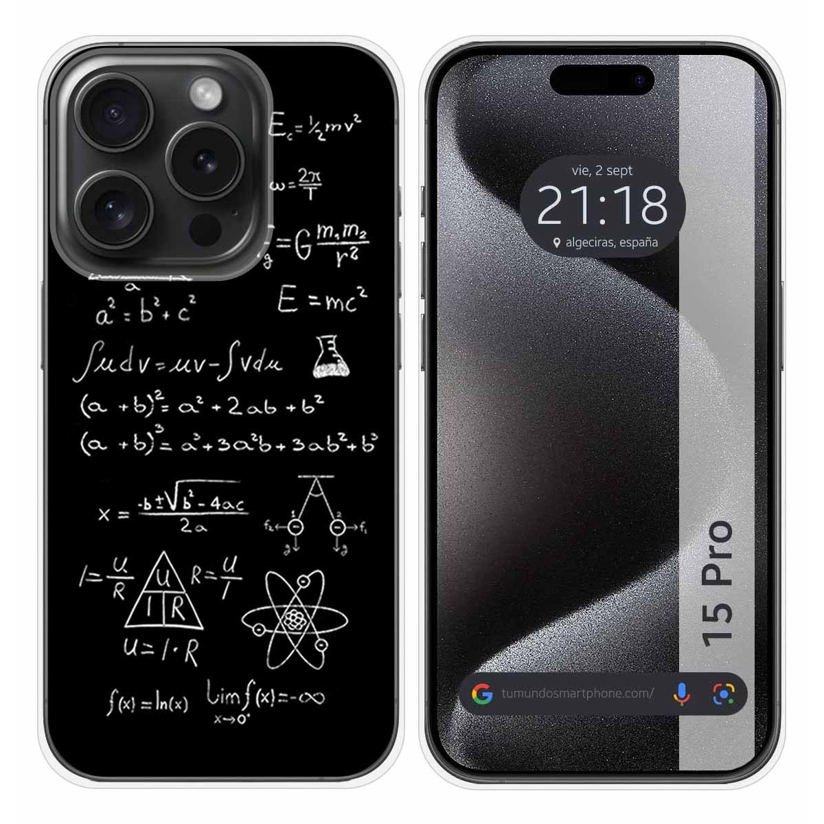Funda Silicona compatible con IPhone 15 Pro (6.1) diseño Formulas Dibujos