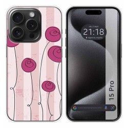 Funda Silicona compatible con IPhone 15 Pro (6.1) diseño Flores Vintage Dibujos