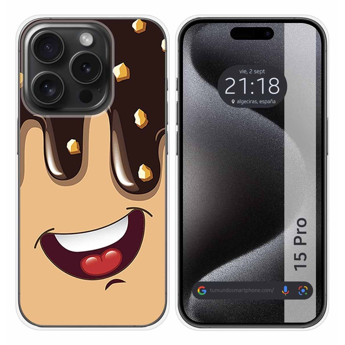 Funda Silicona compatible con IPhone 15 Pro (6.1) diseño Helado Chocolate Dibujos
