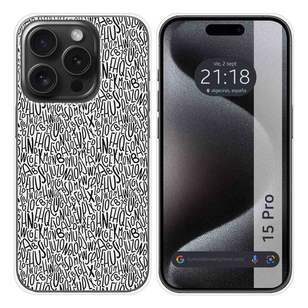 Funda Silicona compatible con IPhone 15 Pro (6.1) diseño Letras Dibujos