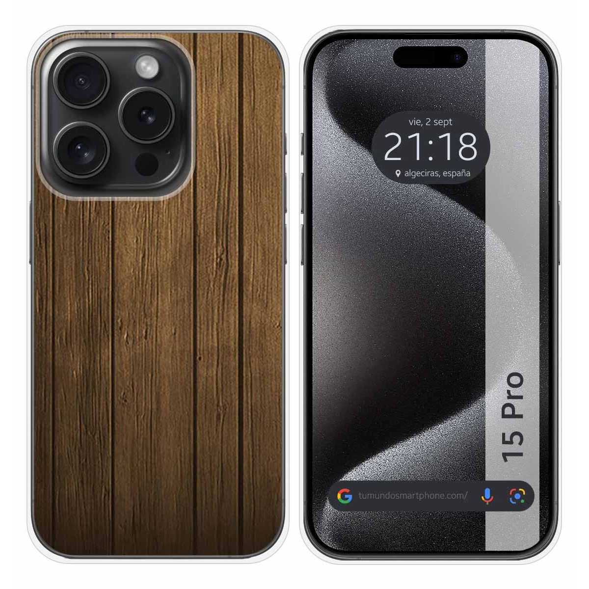 Funda Silicona compatible con IPhone 15 Pro (6.1) diseño Madera Dibujos