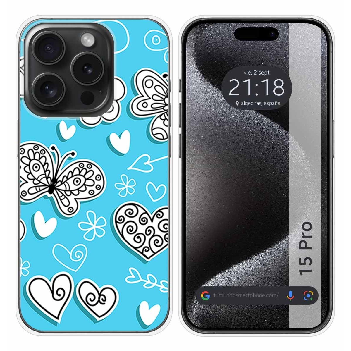 Funda Silicona compatible con IPhone 15 Pro (6.1) diseño Mariposas Dibujos