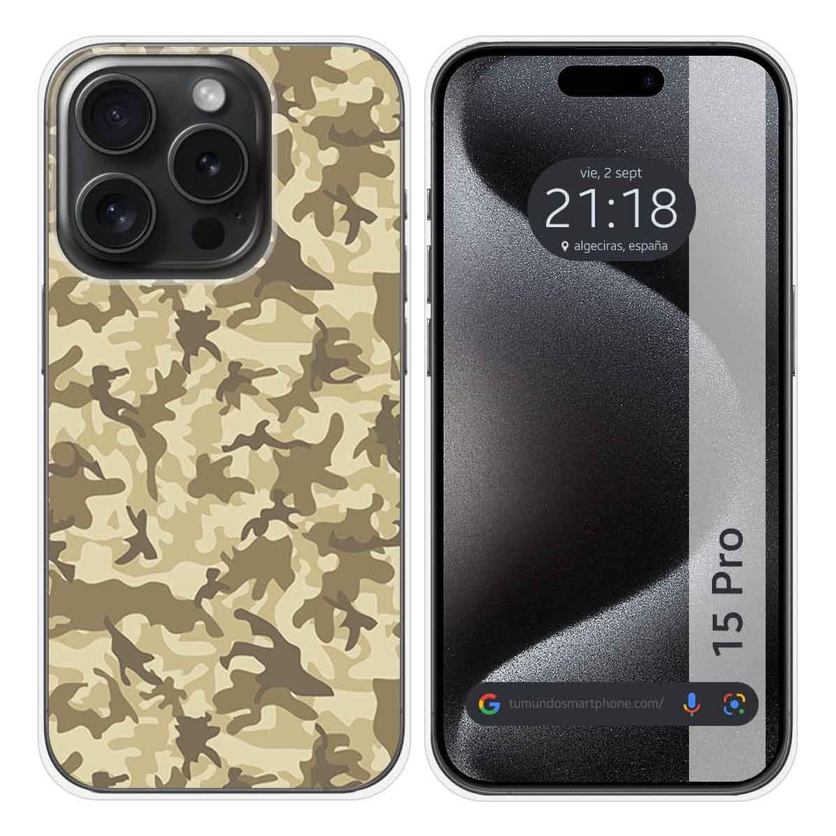 Funda Silicona compatible con IPhone 15 Pro (6.1) diseño Sand Camuflaje Dibujos