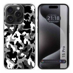 Funda Silicona compatible con IPhone 15 Pro (6.1) diseño Snow Camuflaje Dibujos