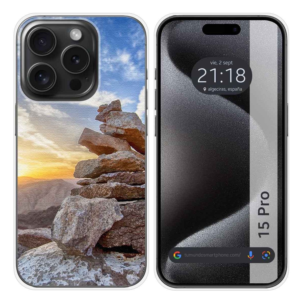 Funda Silicona compatible con IPhone 15 Pro (6.1) diseño Sunset Dibujos