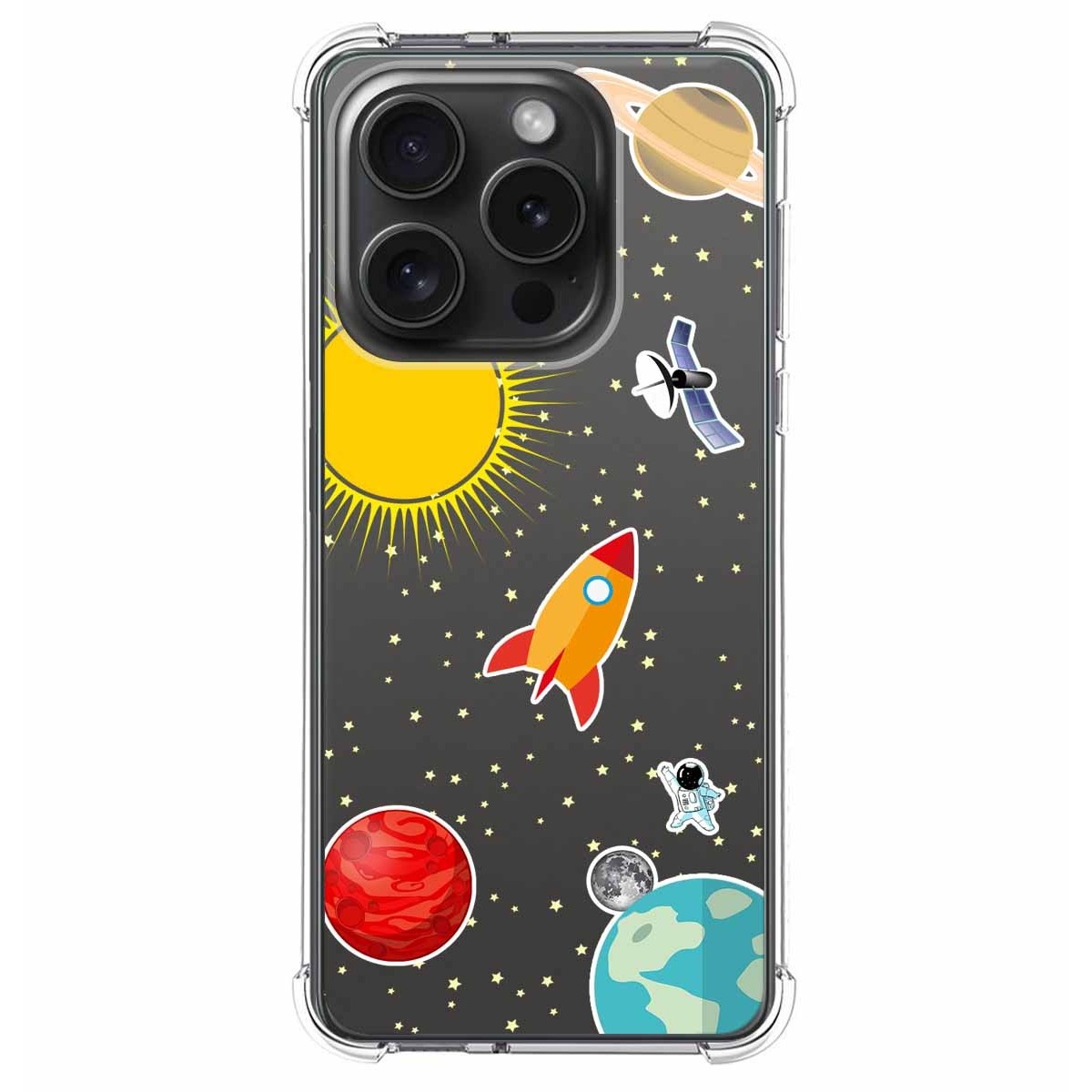 Funda Silicona Antigolpes compatible con IPhone 15 Pro (6.1) diseño Espacio Dibujos