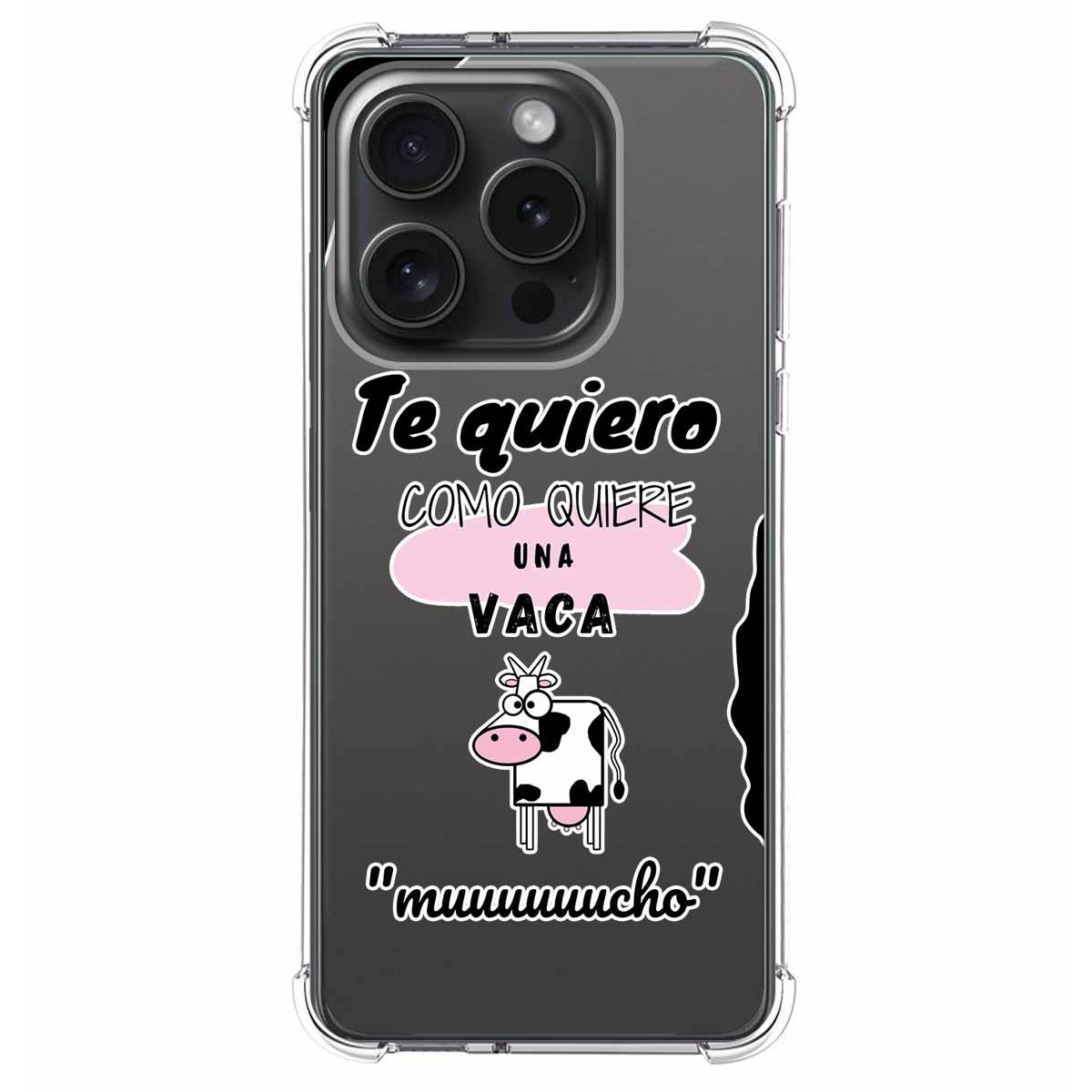 Funda Silicona Antigolpes compatible con IPhone 15 Pro (6.1) diseño Vaca Dibujos