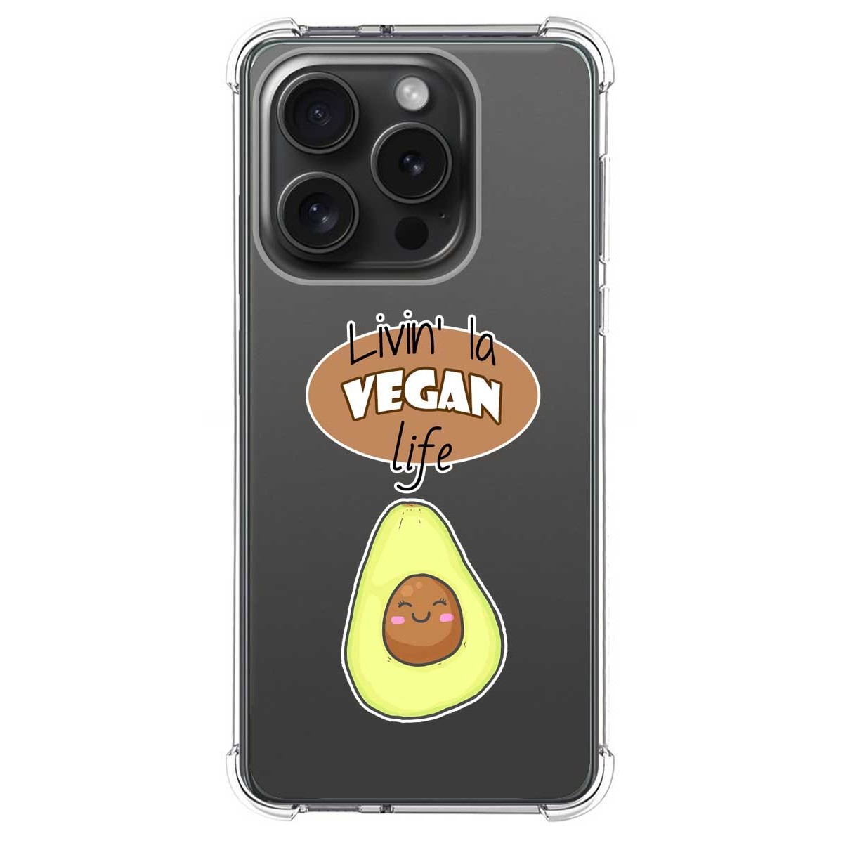Funda Silicona Antigolpes compatible con IPhone 15 Pro (6.1) diseño Vegan Life Dibujos