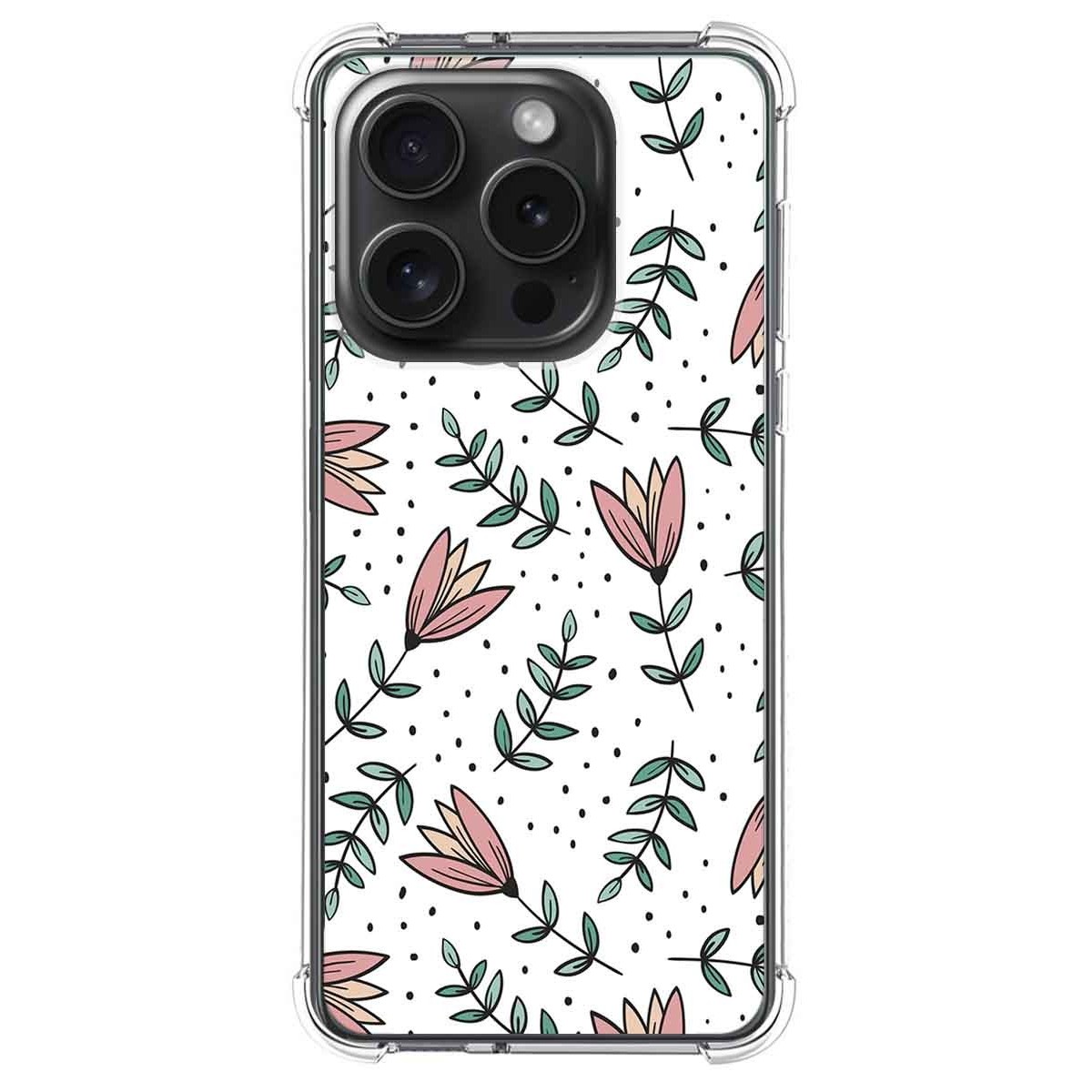 Funda Silicona Antigolpes compatible con IPhone 15 Pro (6.1) diseño Flores 01 Dibujos