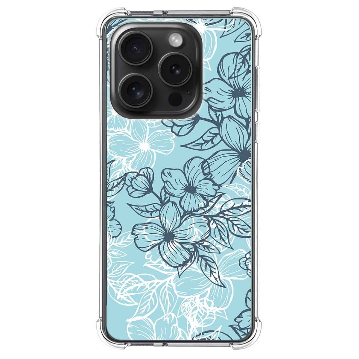 Funda Silicona Antigolpes compatible con IPhone 15 Pro (6.1) diseño Flores 03 Dibujos