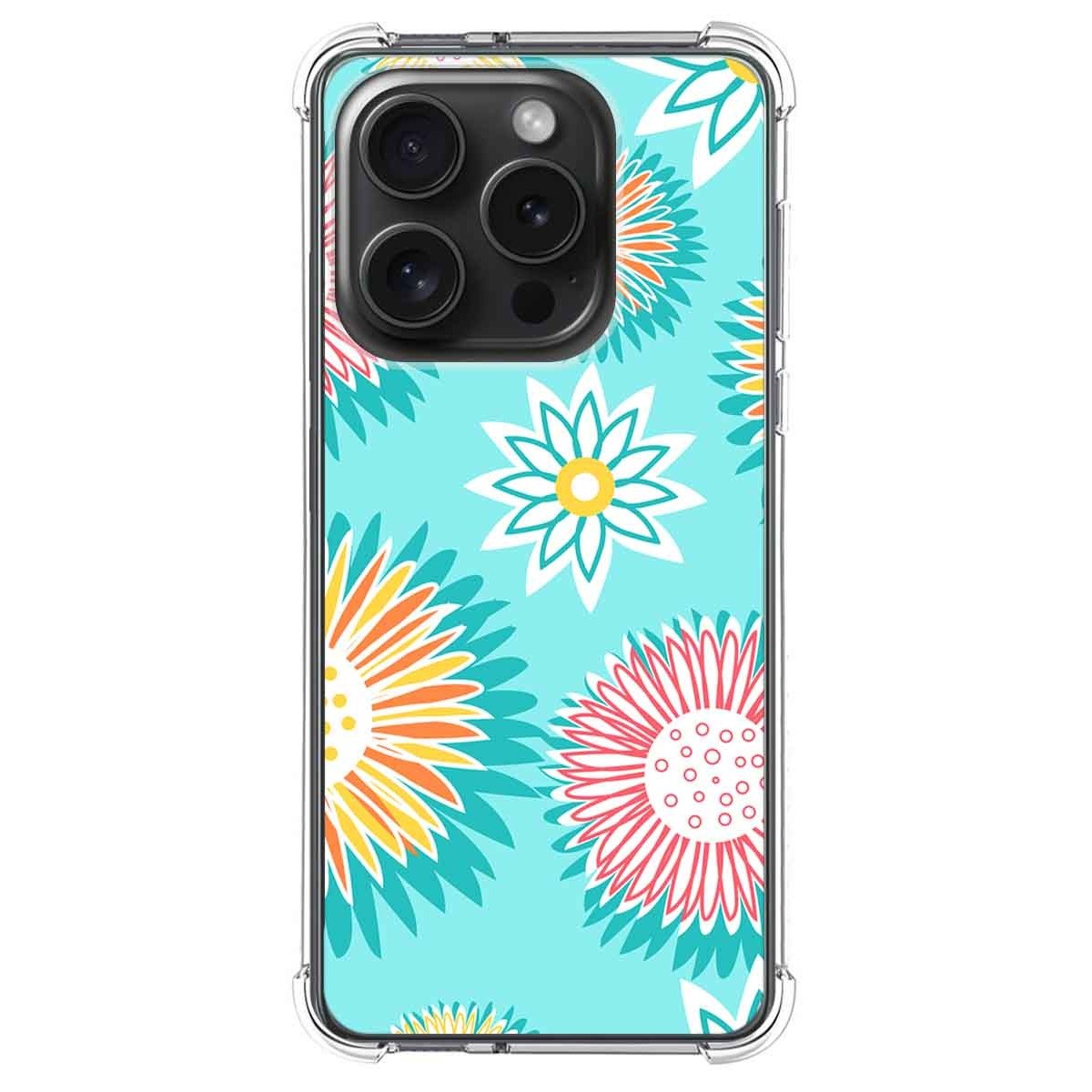 Funda Silicona Antigolpes compatible con IPhone 15 Pro (6.1) diseño Flores 05 Dibujos