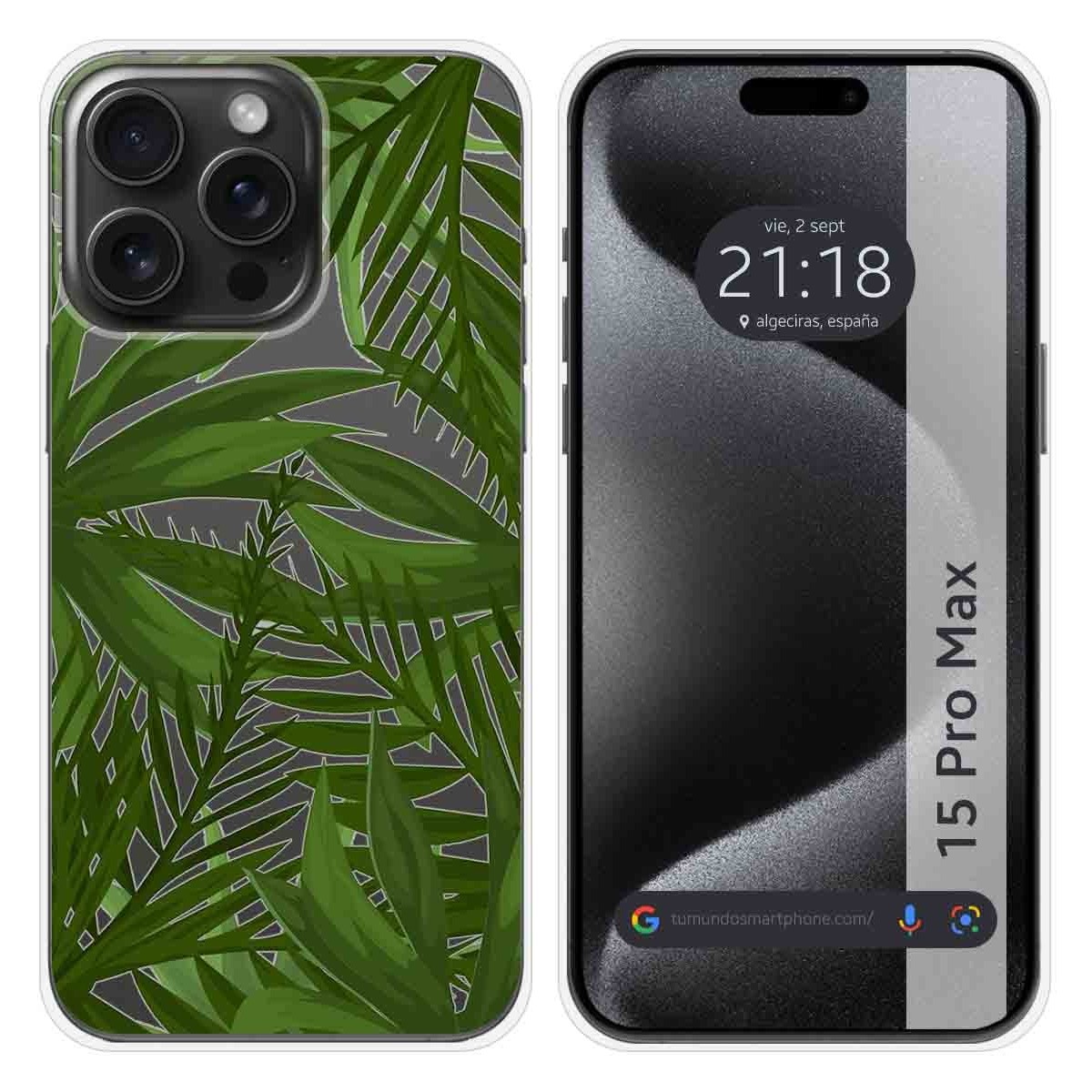 Funda Silicona Transparente compatible con IPhone 15 Pro Max (6.7) diseño Jungla Dibujos