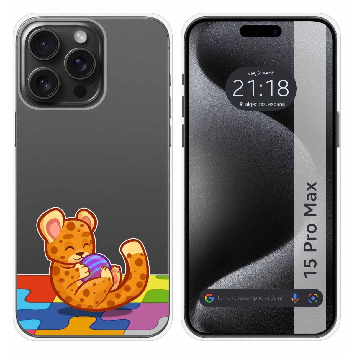 Funda Silicona Transparente compatible con IPhone 15 Pro Max (6.7) diseño Leopardo Dibujos