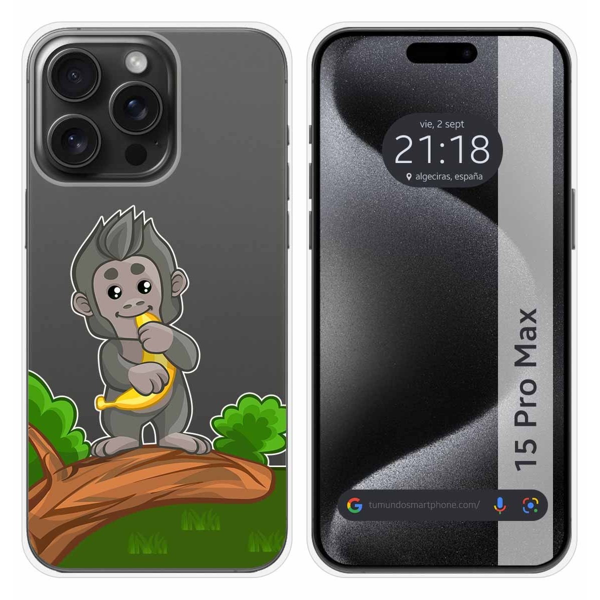 Funda Silicona Transparente compatible con IPhone 15 Pro Max (6.7) diseño Mono Dibujos