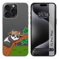 Funda Silicona Transparente compatible con IPhone 15 Pro Max (6.7) diseño Panda Dibujos
