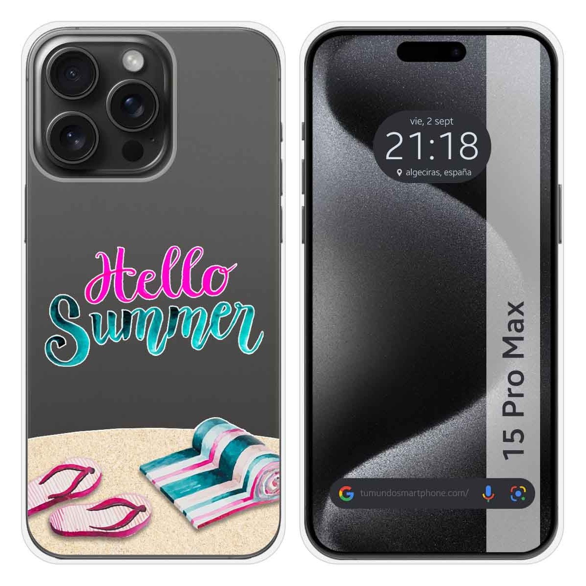 Funda Silicona Transparente compatible con IPhone 15 Pro Max (6.7) diseño Summer Dibujos