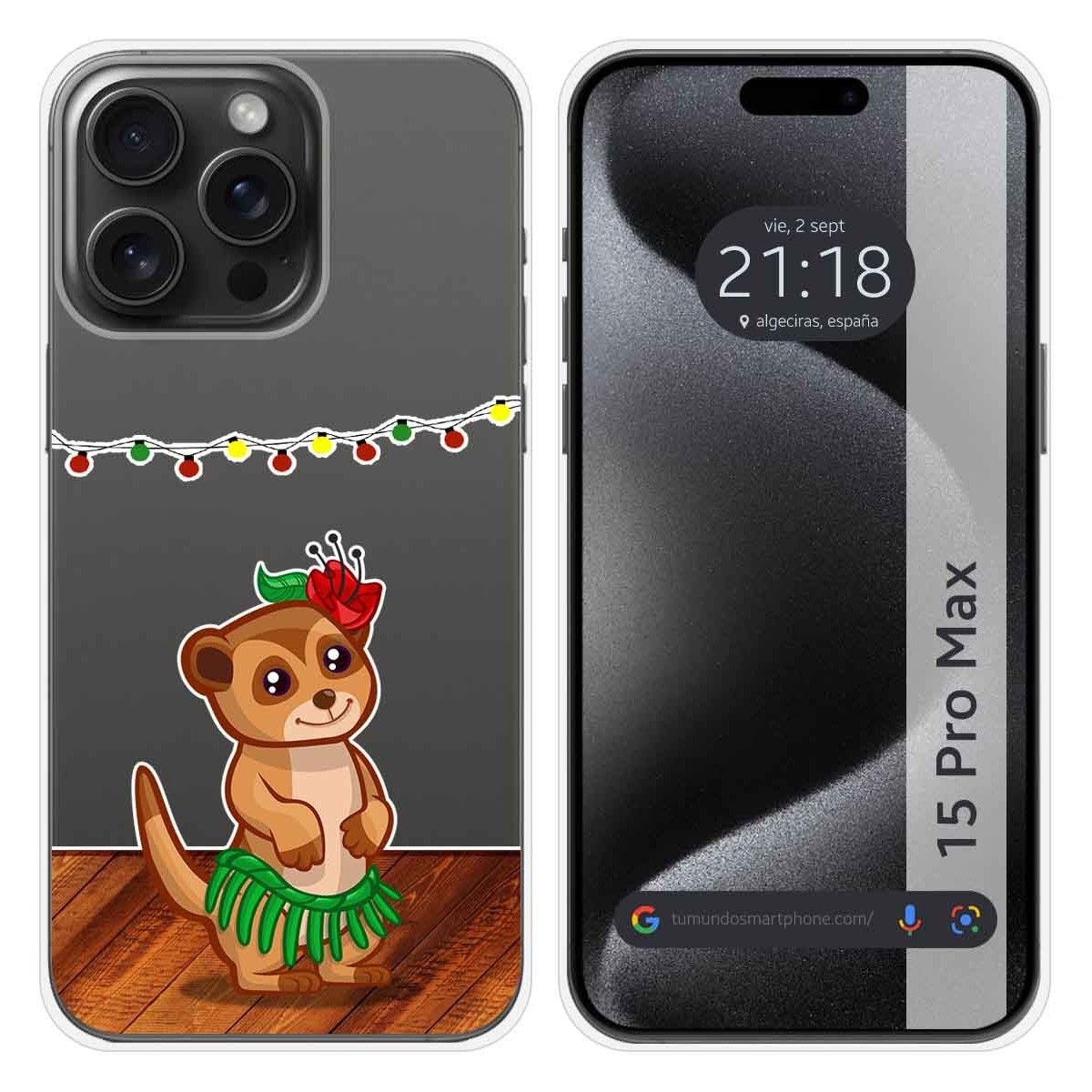 Funda Silicona Transparente compatible con IPhone 15 Pro Max (6.7) diseño Suricata Dibujos