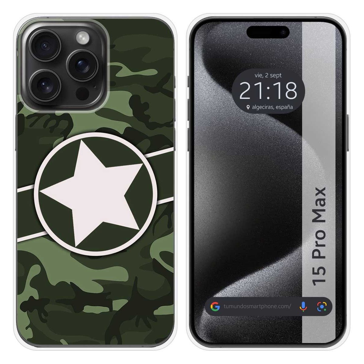 Funda Silicona compatible con IPhone 15 Pro Max (6.7) diseño Camuflaje 01 Dibujos