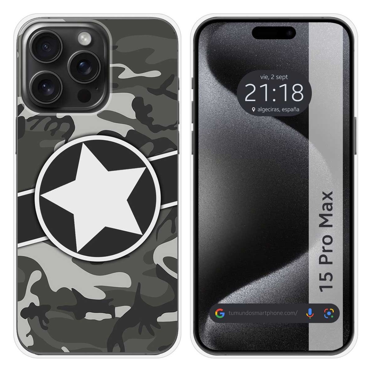 Funda Silicona compatible con IPhone 15 Pro Max (6.7) diseño Camuflaje 02 Dibujos