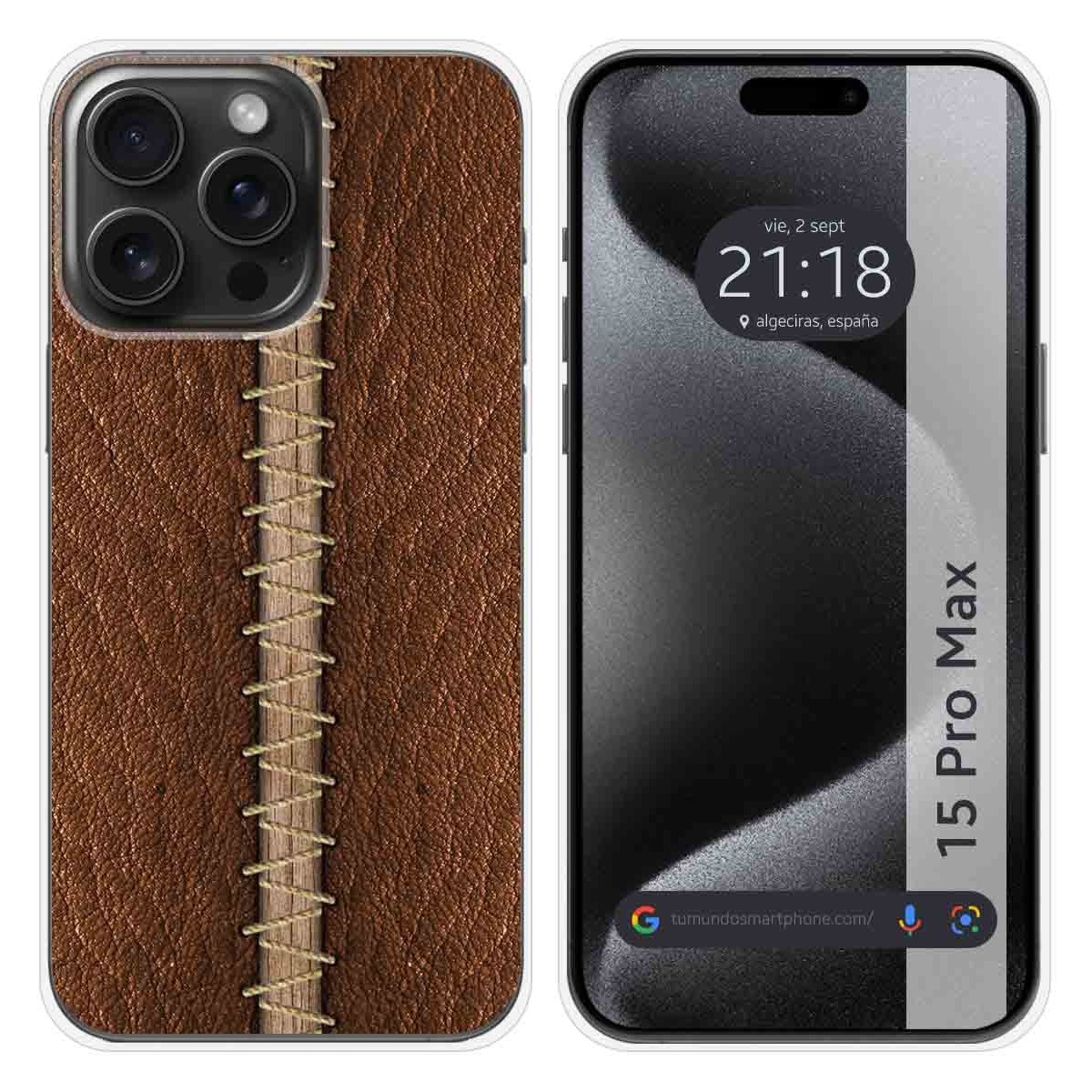 Funda Silicona compatible con IPhone 15 Pro Max (6.7) diseño Cuero 01 Dibujos